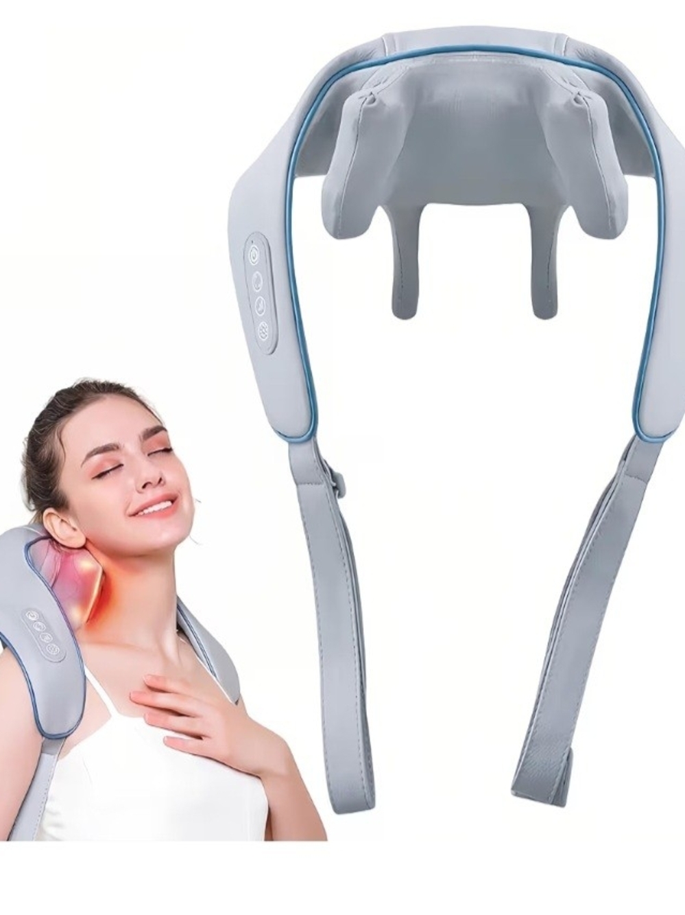 ALLJOY Hands-Free Neck and Shoulder SHIATSU Massager in Light Gray NIB